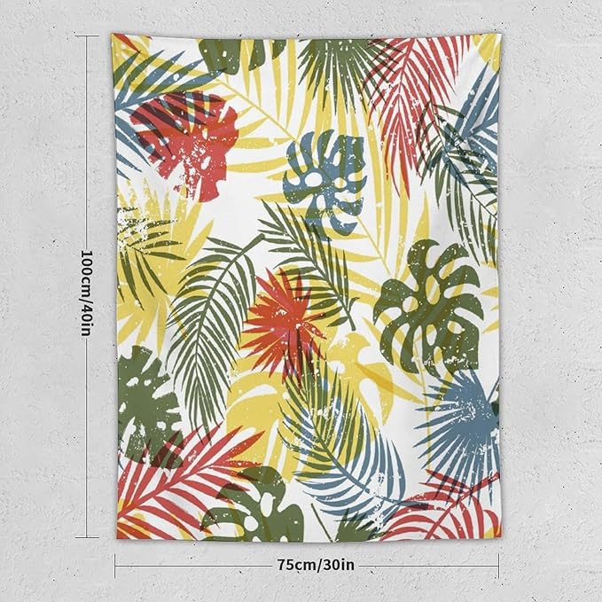ICMOLYYENLO Boho Green Leaves Tapestry, Mid Century Abstract Tropical Palm Leaves Modern Minimalist Geometric Wall Hanging, Neutral Home Decor Art for Living Room Bedroom Dorm 40x60 Inch