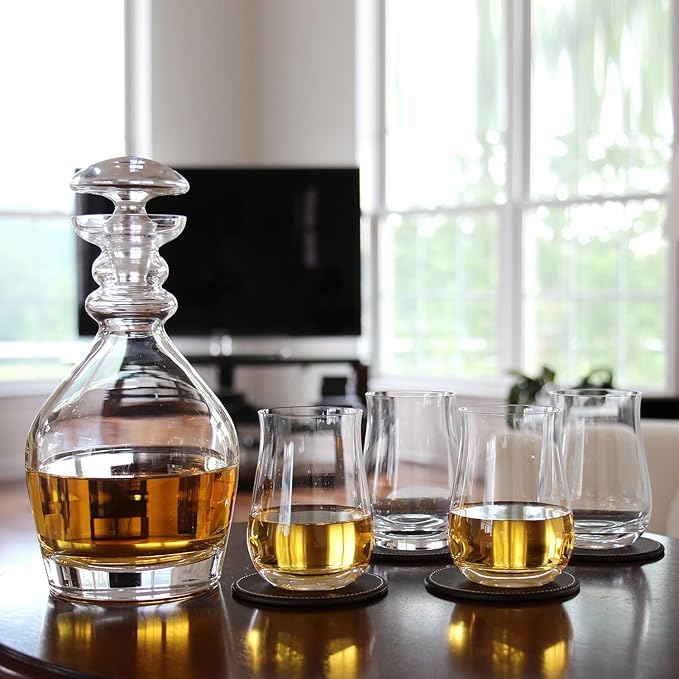 Ravenscroft Crystal | 5-piece European-Made Hand-blown Decanter Gift Set | 47.5 Fl Oz Decanter | 13.5 Fl Oz Glasses | 100% Lead-Free Crystalline