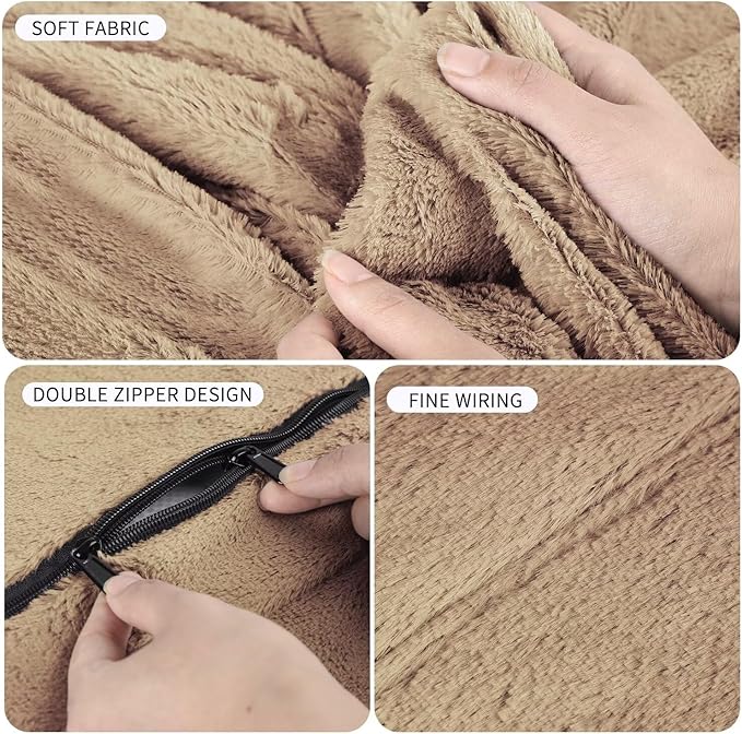 Bean Bag Chair for Adults 5FT,Soft Removable Cover for Teens/Girls Bedroom,Fluffy Giant Round Floor Beanbag Lounger Chairs (No Filler,Tan)