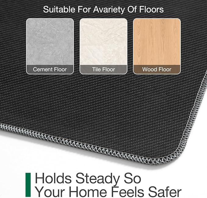 LUMI Ultra Thin Door Mat for Entryway, Low Profile Non Slip Rubber Backing Indoor Doormat, Easy Clean Welcome Entrance Mat for Inside House, Patio, Light Grey 20"x32"