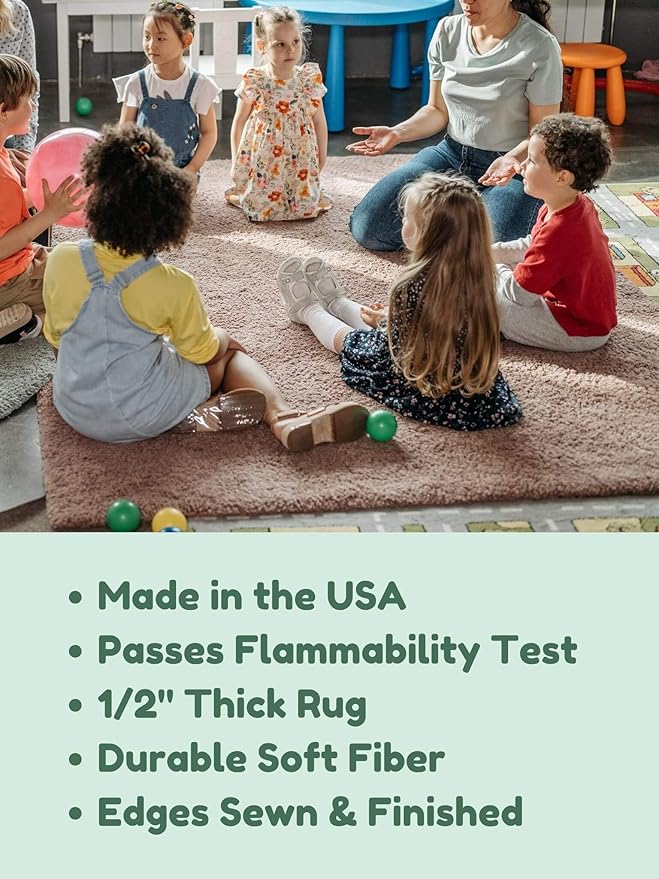 KOECKRITZ Soft and Colorful Kids Classroom Area Rugs (Passes Flammability Pill Test) Many Sizes and Bright Colors to Select from (3' Round, Froggy)