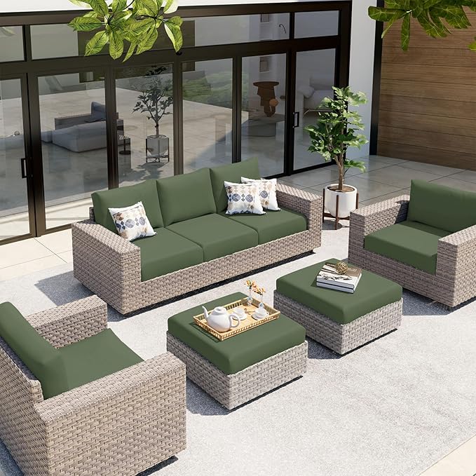 hyha Waterproof Couch Cushion Covers, Stretch Sofa Couch Seat Slipcover for Dog Washable, Non-Slip Waterproof Outdoor Cushion Covers for Patio Furniture Replacement (1 Piece for Medium, Bronze Green)