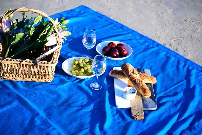 Solino Home Linen Royal Blue Table Runner 90 Inches Long - 100% Pure Linen 14 x 90 Inch Table Runner - Classic Hemstitch