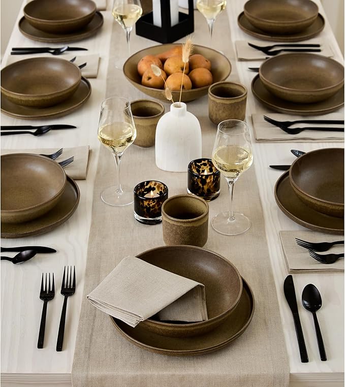 Solino Home Linen Natural Table Runner 60 Inches - 100% Pure Linen Short Table Runner 14 x 60 Inch Ideal for Dresser and Coffee Tables - Fall, Autumn, Thanksgiving - Fete