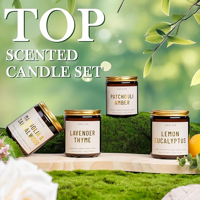 Scented Candles for Home - Lemon Eucalyptus Candle | Aromatherapy Candle Gift for Women & Men, Soy Candles for Home Scented - 7oz, Soy Wax