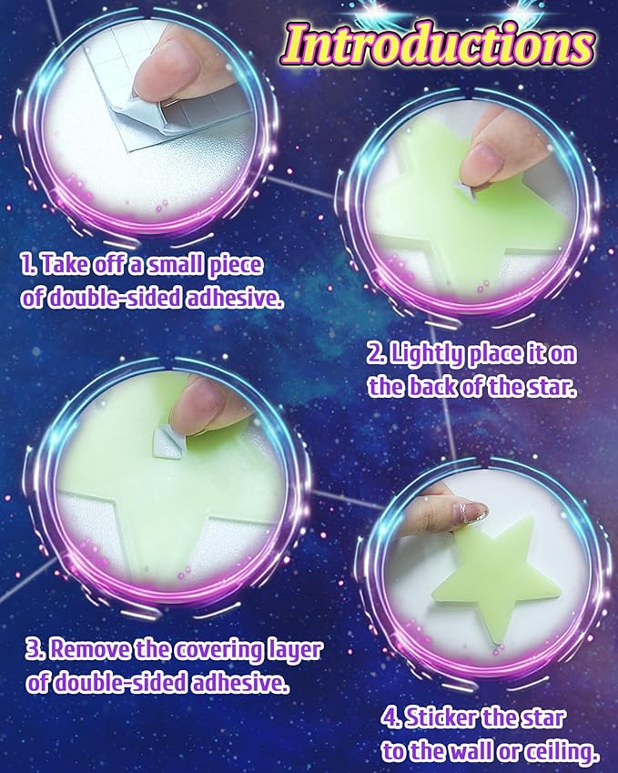 201 Pcs Glow in The Dark Stars Stickers for Ceiling, Toddler Stocking Stuffers Wall Room Decor Gifts, Luminous 3D Glowing Stars Easter Basket Stuffers for Kids Boys Girls