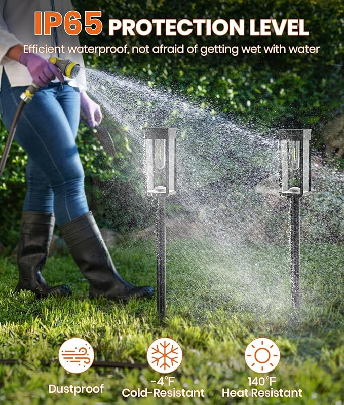 Solar Pathway Lights Outdoor,2 Pack Bright Solar Lights Outdoor,IP65 Waterproof Solar Garden Lights Solar Powered Landscape Lighting for Yard Patio Walkway Driveway Pathway (Cool White)