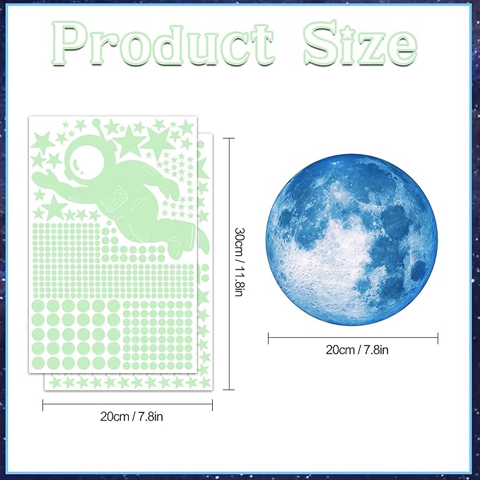 530 Glow in The Dark Stars Ceiling Stars Glow in The Dark Glow Moon and Space Wall Decals Astronaut Universe Galaxy Planet Wall Stickers Glowing Wall Stickers Kid Boys Living Room Decor