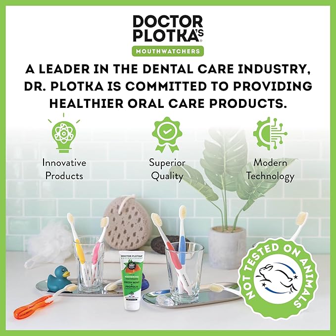 MOUTHWATCHERS Whitening Fluoride Free Naturally Sourced Toothpaste, 2 Tubes, 3 oz Each, for Sensitive Teeth and Gums, Fresh Organic Mint and Organic Propolis, by Dr. Plotka's