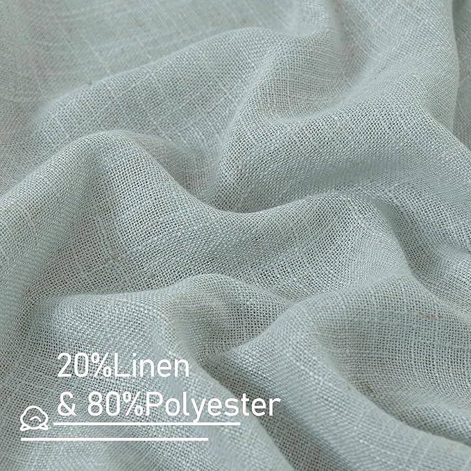 LAMIT Sheer Linen Curtains 63 inches Long for Bedroom, Bronze Grommet Linen Drapes Light Filtering Semi Sheer Curtains for Small Window/Farmhouse, 2 Panels (52 x 63 Inch, Greyish Blue)