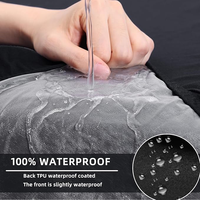 hyha Waterproof Couch Cushion Covers, Stretch Sofa Couch Seat Slipcover for Dog Washable, Non-Slip Waterproof Outdoor Cushion Covers for Patio Furniture Replacement (2 Pieces, Black)