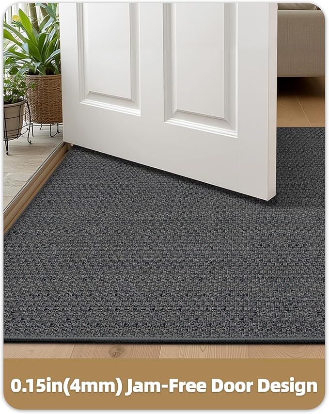 Color&Geometry Door Mat 24"x36", Front Door Mat Indoor Rugs for Entryway, Non Slip Washable Low-Profile Inside Doormat, Entry Mat Entry Rug Door Mats Indoor Entrance, Grey (Rolled-up NO Creases)