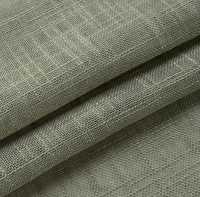 MIUCO Semi Sheer Curtains Poly Linen Textured Solid Grommet Curtains 63 Inches Long for Kitchen 2 Panels (2 x 37 Wide x 63" Long) Sage