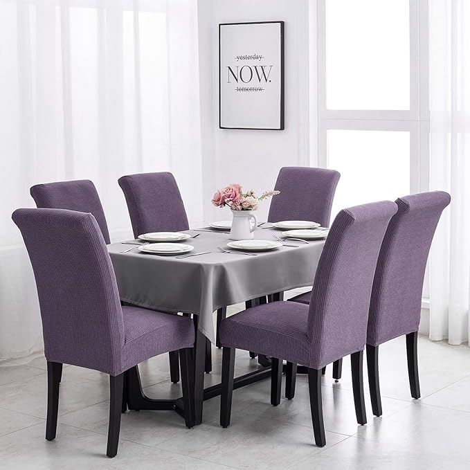 Joccun Chair Covers for Dining Room Set of 6,Dining Chair Slipcovers Stretch Dining Room Chair Covers Seat Protector,Washable Parsons Chair Cover for Home,Banquet(Grapeade,6 Pack)