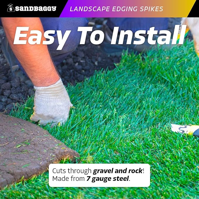 Sandbaggy 6 inch Galvanized Landscape Edging Spikes - Spiral Landscape Nails - 7 Gauge Steel - Great For Hard Rocky Soil - Also Great For Paver Edging, Artificial Turf, Landscape Fabric (1500, 6 inch)