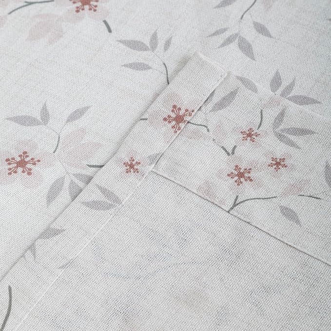 Pink Floral Pinch Pleated Linen Curtains - 2 Panels of Privacy Light-Filtering Printed Curtains Suitable for Dining Rooms and Farmhouses.84 Inches Wide by 84 Inches Long