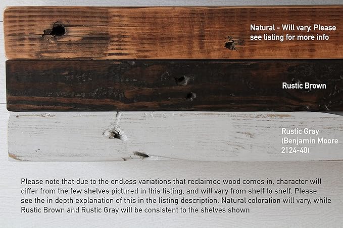Urban Legacy Reclaimed Barn Joist Deep Floating Shelves | Deep Shelves with Low Profile Shelf Bracket with High Weight Capacity, Set of 2 (24" x 11" x 2.5", Rustic Gray)