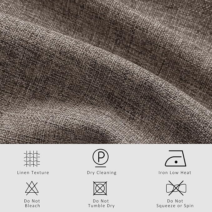 Macochico Extra Wide Full Blackout Linen Curtains for Sliding Door Light Coffee Pinch Pleated Linen Curtains 96 Inches Long for Bedroom Living Room Farmhouse with Tieback 120”Wx96”L 1 Panel