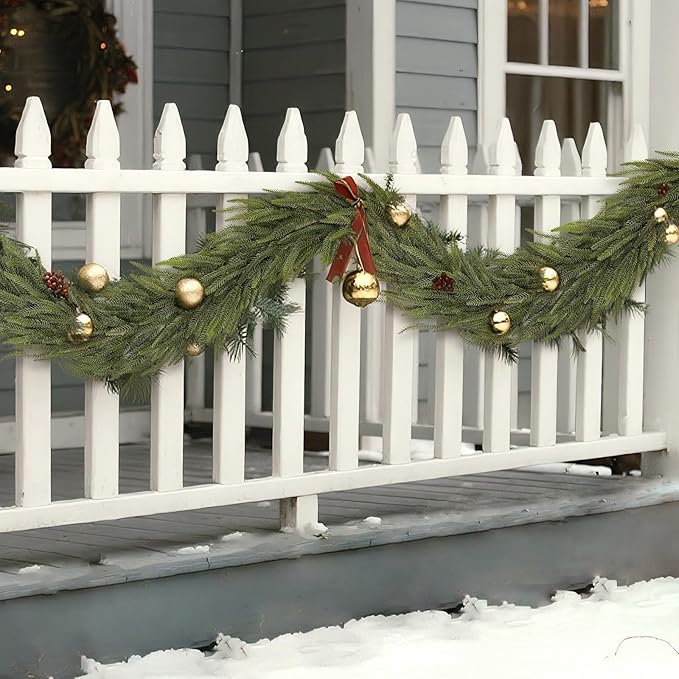5FT Christmas Norfolk Pine Garland -1PCS, Artificial Pine Needles Garlands Faux Greenery Fake Garland for Holiday Fireplace,Table,Window,Stairs,Mante,Indoor Outdoor Decor