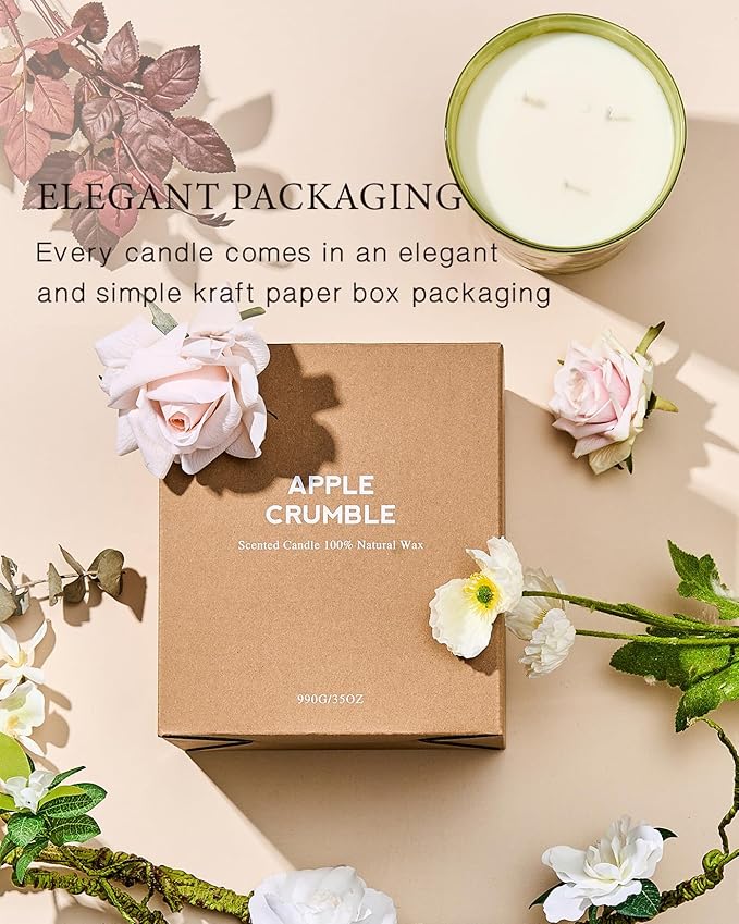 M&SENSE Fudgy Cocoa Brownie Scented Candle 35oz 150H Burn Time Long Lasting, 3-Wick Natural Aromatherapy Candle Highly Scented, Home Fragrance Housewarming Gifts