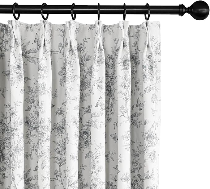 Pinch Pleated Vintage Floral Curtains - Room Darkening Drapes for Bedroom Living Room.2 Panels,100 Inches Wide 88 Inches Long