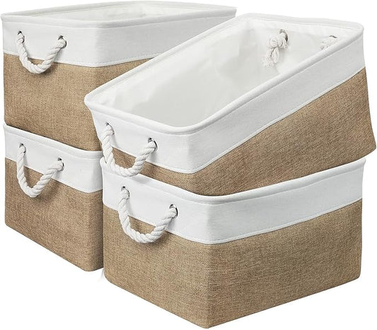 Storage Basket Fabric Sturdy Canvas Storage Bins Organizer with Handles for Clothes and Storage Foldable Storage Boxes Cubes
