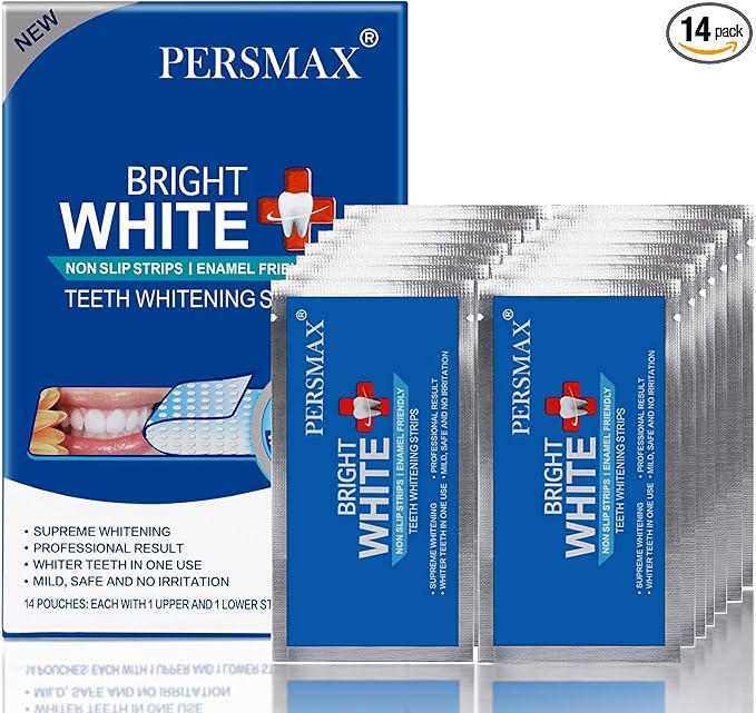 Teeth Whitening Strips for Teeth Sensitive, Non-Slip Enamel-Safe Strips, Professional and Safe Teeth whitening Strips, for Smoking/Coffee/Soda/Wine Stain, 14 Treatments 28 Strips (Mint)