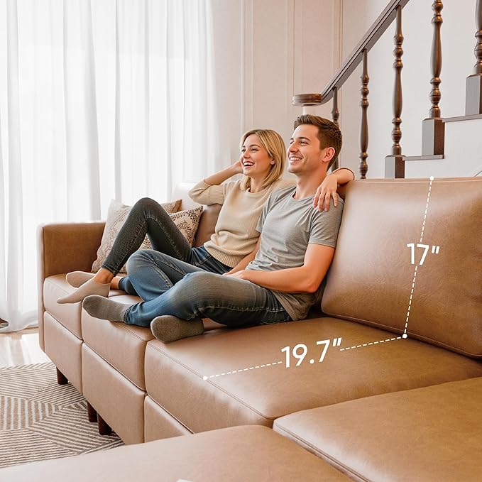 Oversized 172.5" Faux Leather Modular Sectional Sofa, Modern Large 10 Seater U Shaped Couch with Storage Seat with Reversible Chaise Deep Seat for Living Room DIY Combination - Brown