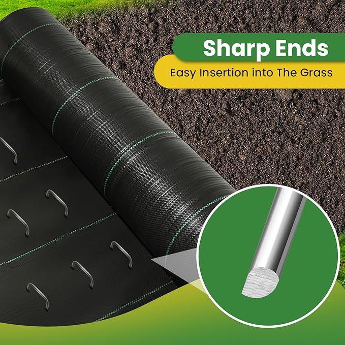 Landscape Staples Galvanized 10 Inch 60 Pcs, Metal Garden Stakes 1.6 Inch, Garden Staples for Weed Barrier Lawn 11 Gauge