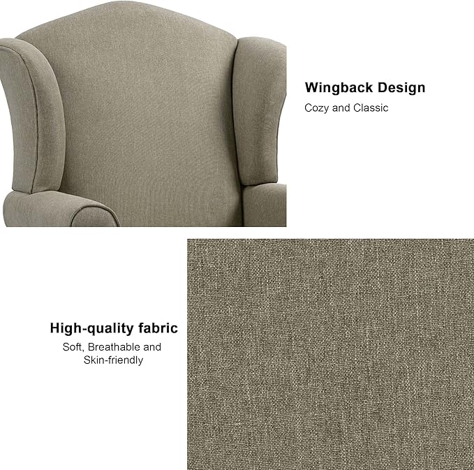 Accent Chair, High Back Upholstered Armchair with High Resilience Sponge & Wood Legs, Mid-Century Modern Comfy Single Sofa Reading Chairs for Living Room, Bedroom (Light Camel, Set of 2)