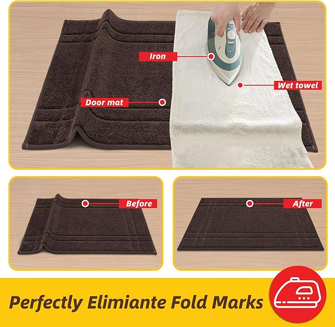 JSEI Entryway Rugs Doormat 32"x48", Non-Slip Dirt Trapper Door Mats Indoor, Washable Absorbent and Stain Resist Welcome Floor Mat for Front Door, Dog Door Mat, Muddy Wet Shoes & Paws, Brown