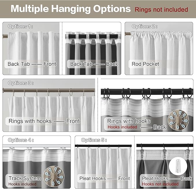 RAIN CITY Snow White Large Curtains 70 x 102 inch for Living Room Sliding Door 2 Panel Sets Back Tab Room Divider Pleated Linen Track Drapes for Bedroom Dining Room Farm House Cottage