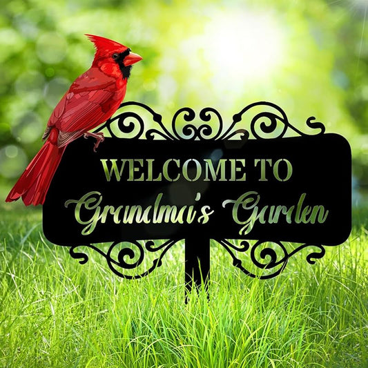 Personalized Metal Garden Signs, Custom Name Yard Stake Sign for House Outdoor Outside Decorative, Lawn Patio Decorations Gardening Enthusiasts Grandmothers Gift 12/14/16/24/30/36inch
