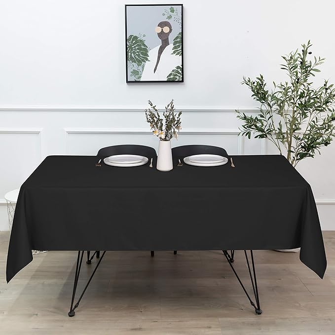 sancua Square Tablecloth - 70 x 70 Inch - Water Resistant Spill Proof Washable Polyester Table Cloth, Decorative Fabric Table Cover for Dining Tables, Buffet Parties and Camping, Black