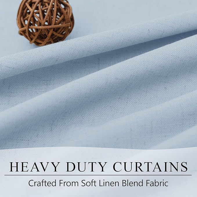 DANCURTON 108 Inch Curtains 2 Panel Set Light Blue Linen Floor to Ceiling Darkening Extra Long Living Room Curtains 108 Inches Long Insulated Thermal Drapes for Summer Heat Blocking Patio Sliding Door