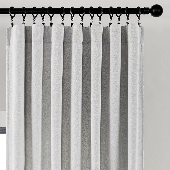Joydeco Light Filtering Curtains 90 Inches Long for Bedroom Living Room, Faux Linen Curtains 90 Inch Length 2 Panels Set,Pinch Pleat Curtains for Bedroom Living Room(52x90 inch, Greyish White)