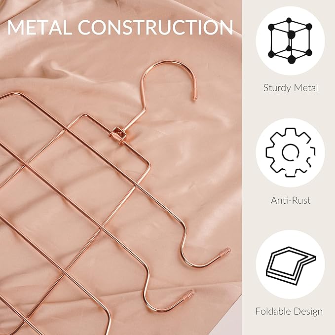 ZEDODIER Tank Top Hanger, 2 Pack Space Saving Bra Hangers, Non-Slip Hanging Sport Bras Holder, Closet Organizers and Storage for Camisoles Tank Tops Bras Ties Swimsuits Strappy Dress, Rose Gold