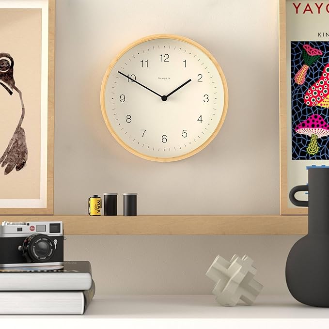 NEWGATE® Bali Wall Clock | Scandi Inspired Bamboo Clock | 12 inch | Modern Minimalist Design for Kitchen, Living Room or Office