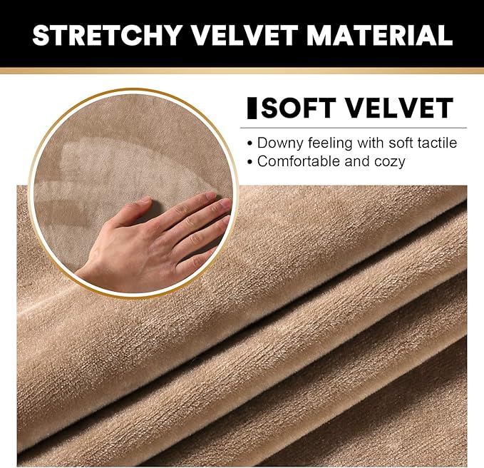 PrinceDeco Velvet Cushion Covers for Sectional Couch, Camel