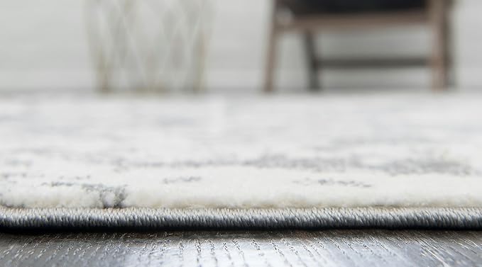 Unique Loom Rosso Collection Vintage, Geometric, Bohemian, Traditional, Distressed, Southwestern Area Rug, Rectangular 8' 0" x 10' 0", Light Gray/Ivory