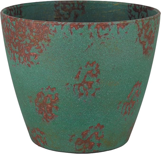 Classic Home and Garden Vogue Planter Pots w/Pottery Quality Finish - Modern Indoor & Outdoor Flower Pots - UV-Resistant Porch Planters - Decorative Pot for Flowers & Herbs (8” Patina Copper)