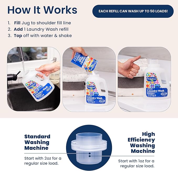 Laundry Detergent for Sensitive Skin | Gentle & Safe for Baby Clothes | Plant-Based | 6 Pack Refill Powder | Easy to Dissolve to Create a Liquid | Signature Scent (300 Loads)