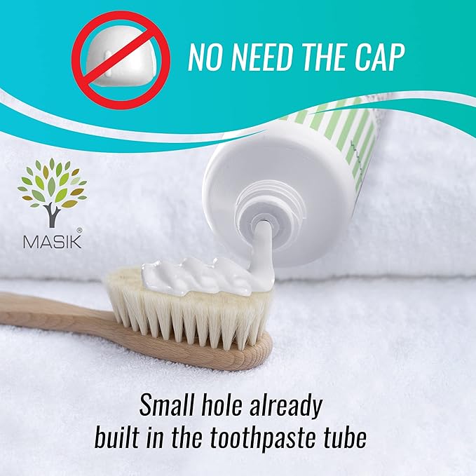 Masik Natural Lemon Grass Toothpaste – Whitening & Sensitive Teeth | Dead Sea Salt | Stain & Plaque Remover | Bleeding Gums & Canker Sore Care | Fluoride & SLS-Free | Non-Foaming | Made in Israel