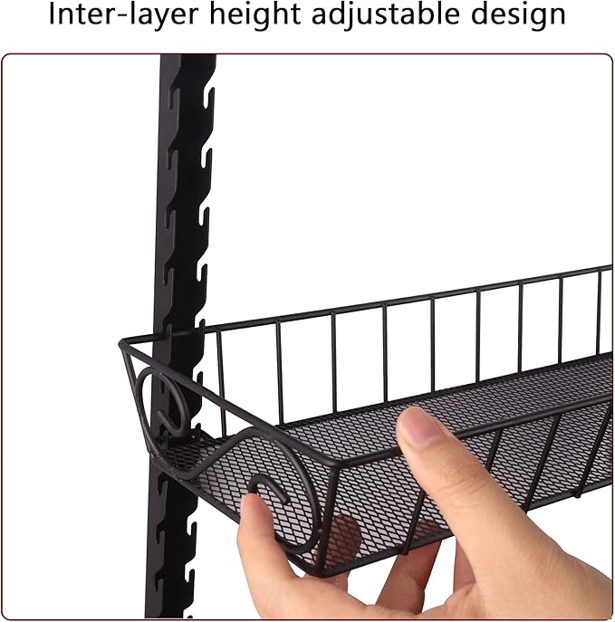SWOMMOLY Adjustable Wall Mount Spice Rack, 3-Tier Dual-use (Multi-use) Organizer, Black