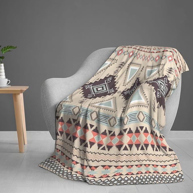 Boho Throw Blanket for Couch Bed Sofa Living Room, Western Flannel Fleece Blanket Soft Cozy Lightweight Breathable Fluffy Durable Gifts for Men Women 50 x 60 Inch