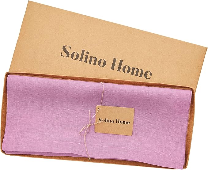 Solino Home Linen Violet Table Runner 90 Inches Long - 100% Pure Linen Dining Table Runner 14 x 90 Inch for Halloween - Fete