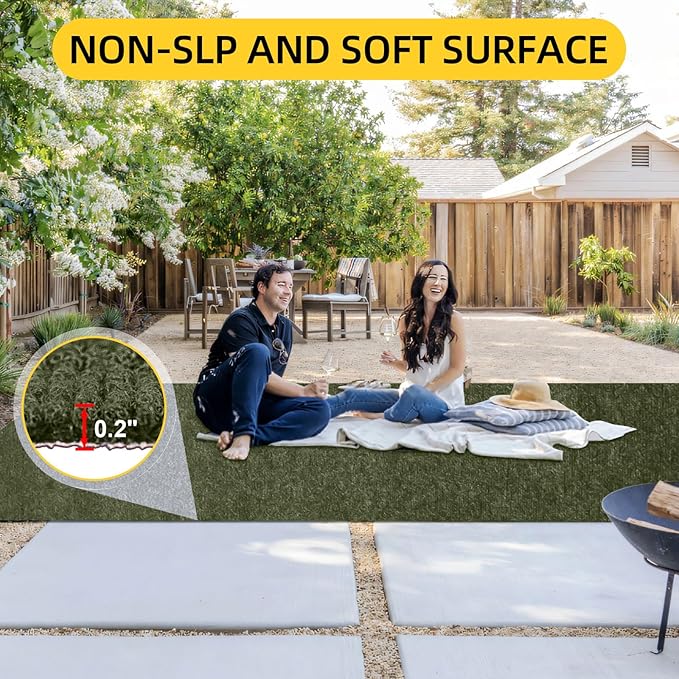 Marine Carpet,6 FT x 23 FT Olive Green Indoor Outdoor Carpet 0.2" Thick with Water-Proof TPE Backing, Non-Slide for Home, Patio, Porch, Deck