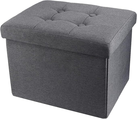 ALASDO Storage Ottoman Footrest Stool Small Ottoman with Storage Foldable Ottomans Foot Rest Footstool Bench for Living Room 17x13x13inches Grey
