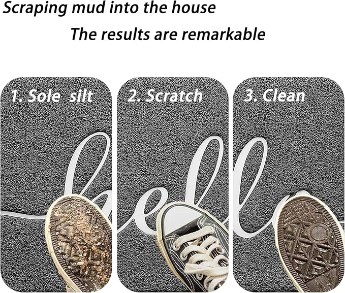 Door Mat (36"x24",Grey), Durable Welcome Mat Low Profile Floor Mat Front Doormat Non Slip Mats Entrance Rectangular Easy to Clean Doormat, for Entryway, Patio, High Traffic Areas