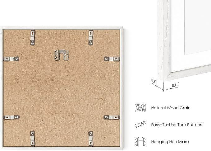 HAUS AND HUES Square Picture Frames 12 x 12 Set of 15 - Photo Gallery Wall Frame Set, Wood Frames With Mat, White Oak